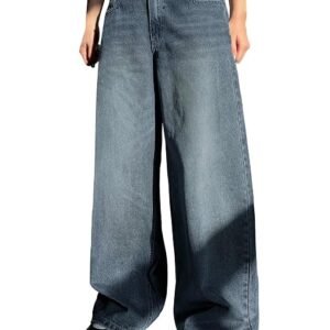 Shasmi Women's Black Wide Leg Baggy Jeans | Loose Fit Denim Pants for Women | High Rise Streetwear | Casual Oversized Wide Leg Denim | Korean Style Baggy Trousers with Pockets
